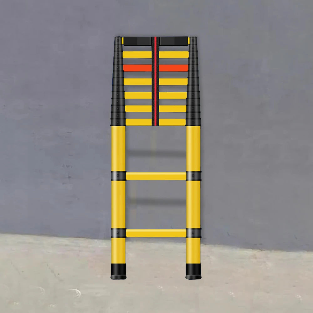 GROVIA 3m/4m/5m Fiberglass Retractable Insulated Ladder – 150kg Capacity, Anti-Slip Pedals, Foldable 6.85cm Design