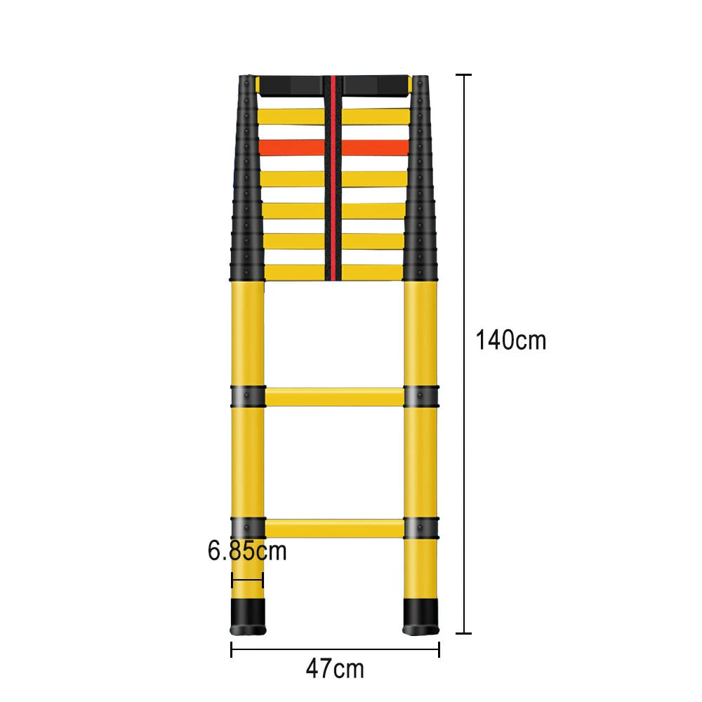 GROVIA 3m/4m/5m Fiberglass Retractable Insulated Ladder – 150kg Capacity, Anti-Slip Pedals, Foldable 6.85cm Design