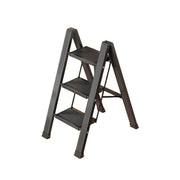 GROVIA 3 Step Aluminium Folding Ladder - 28cm Wide Pedals, 150kg Capacity, Folded Size 4.5cm, Anti-Slip Base - Black