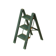GROVIA 3/4 Step Aluminium Folding Ladder - 28cm Wide Pedals, 150kg Capacity, Folded Size 4.5cm, Anti-Slip Base - Green