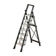 GROVIA 7/8/9 Step Carbon Steel Folding Ladder - 150kg Capacity, Foldable to 5cm, Anti-Slip Base - Black