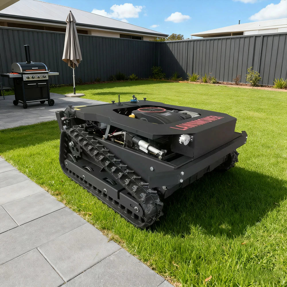 GROVIA 224CC Hybrid Remote Control Lawn Mower, Dual 600W Motors, 9HP Power, 50cm Cutting Width, Self-Charging, Heavy-Duty All-Terrain Design for Large Lawns - Black