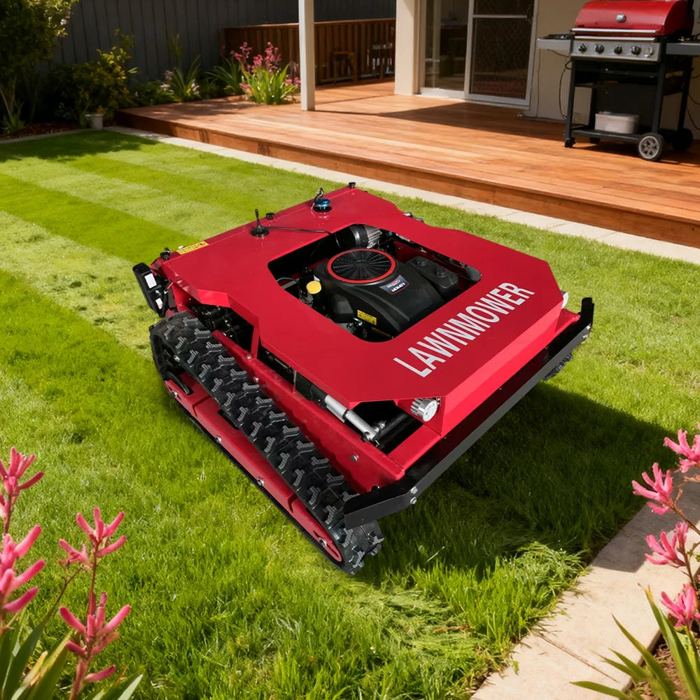 GROVIA 224CC Hybrid Remote Control Lawn Mower, Dual 600W Motors, 9HP Power, 50cm Cutting Width, Self-Charging, Heavy-Duty All-Terrain Design for Large Lawns - Red