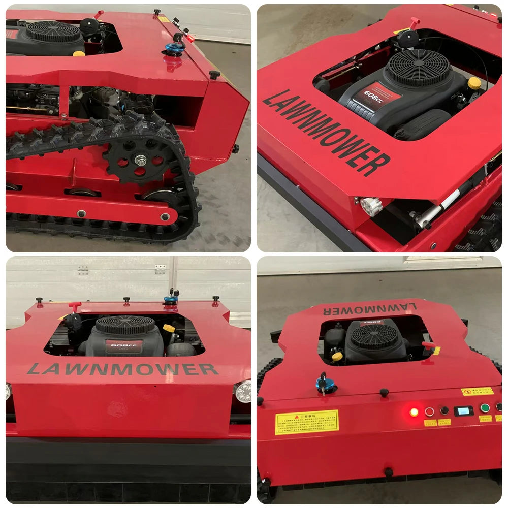 GROVIA 224CC Hybrid Remote Control Lawn Mower, Dual 600W Motors, 9HP Power, 50cm Cutting Width, Self-Charging, Heavy-Duty All-Terrain Design for Large Lawns - Red