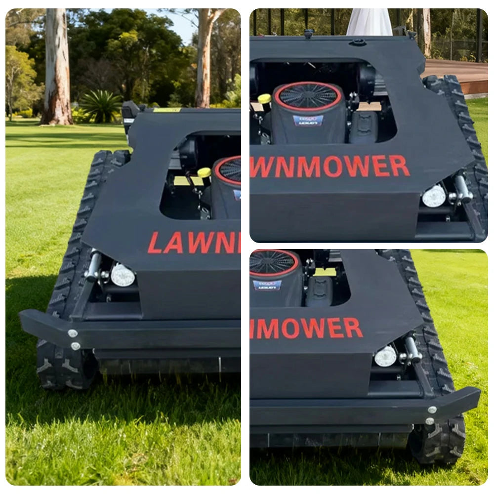 GROVIA 452CC Hybrid Remote Control Lawn Mower, Dual 1000W Motors, 16HP Power, 80cm Cutting Width, Self-Charging, Heavy-Duty All-Terrain Design for Large Lawns - Blue