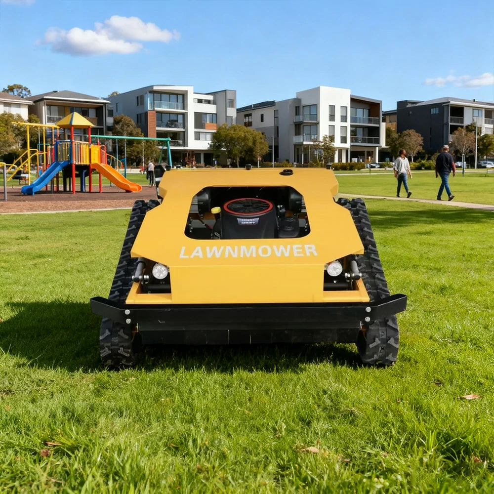 GROVIA 452CC Hybrid Remote Control Lawn Mower, Dual 1000W Motors, 16HP Power, 80cm Cutting Width, Self-Charging, Heavy-Duty All-Terrain Design for Large Lawns - Yellow