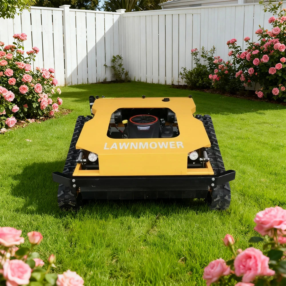 GROVIA 452CC Hybrid Remote Control Lawn Mower, Dual 1000W Motors, 16HP Power, 80cm Cutting Width, Self-Charging, Heavy-Duty All-Terrain Design for Large Lawns - Yellow