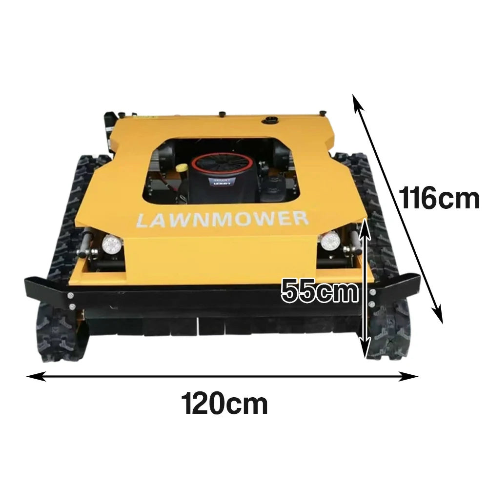 GROVIA 452CC Hybrid Remote Control Lawn Mower, Dual 1000W Motors, 16HP Power, 80cm Cutting Width, Self-Charging, Heavy-Duty All-Terrain Design for Large Lawns - Yellow