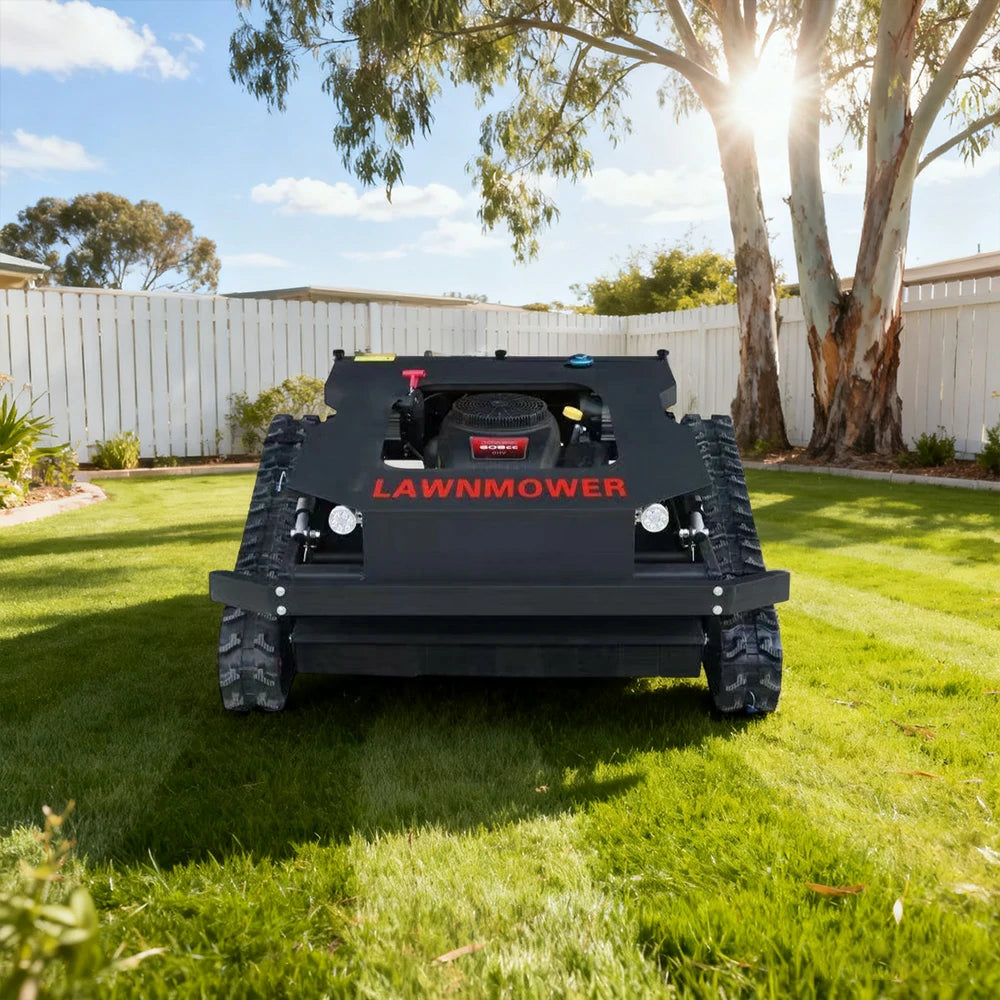 GROVIA 608CC Hybrid Remote Control Lawn Mower, Dual 1200W Motors, 22HP Power, 80cm Cutting Width, Self-Charging, Heavy-Duty All-Terrain Design for Large Lawns - Black