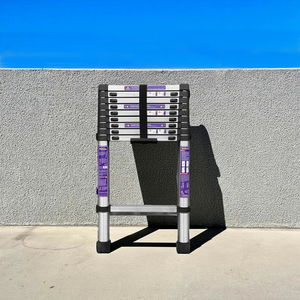 GROVIA Stainless Steel Telescopic Ladder 9/10/11 Step - Anti-Slip Base, Reinforced Frame, Foldable & Portable Design