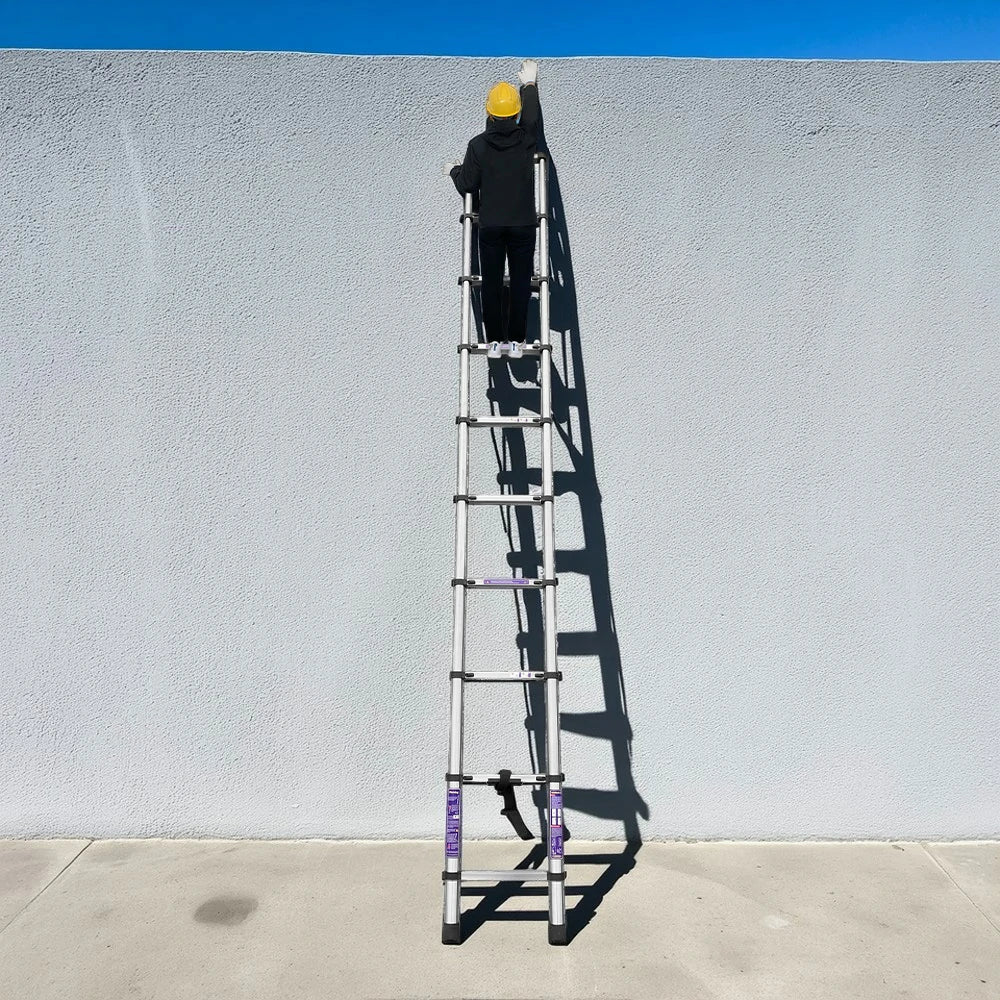 GROVIA Stainless Steel Telescopic Ladder 9/10/11 Step - Anti-Slip Base, Reinforced Frame, Foldable & Portable Design