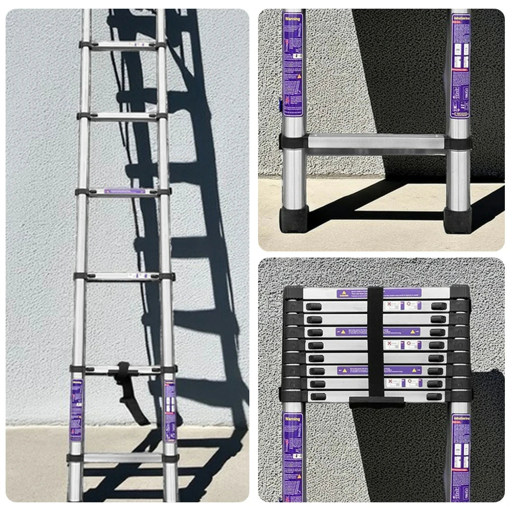 GROVIA Stainless Steel Telescopic Ladder 9/10/11 Step - Anti-Slip Base, Reinforced Frame, Foldable & Portable Design