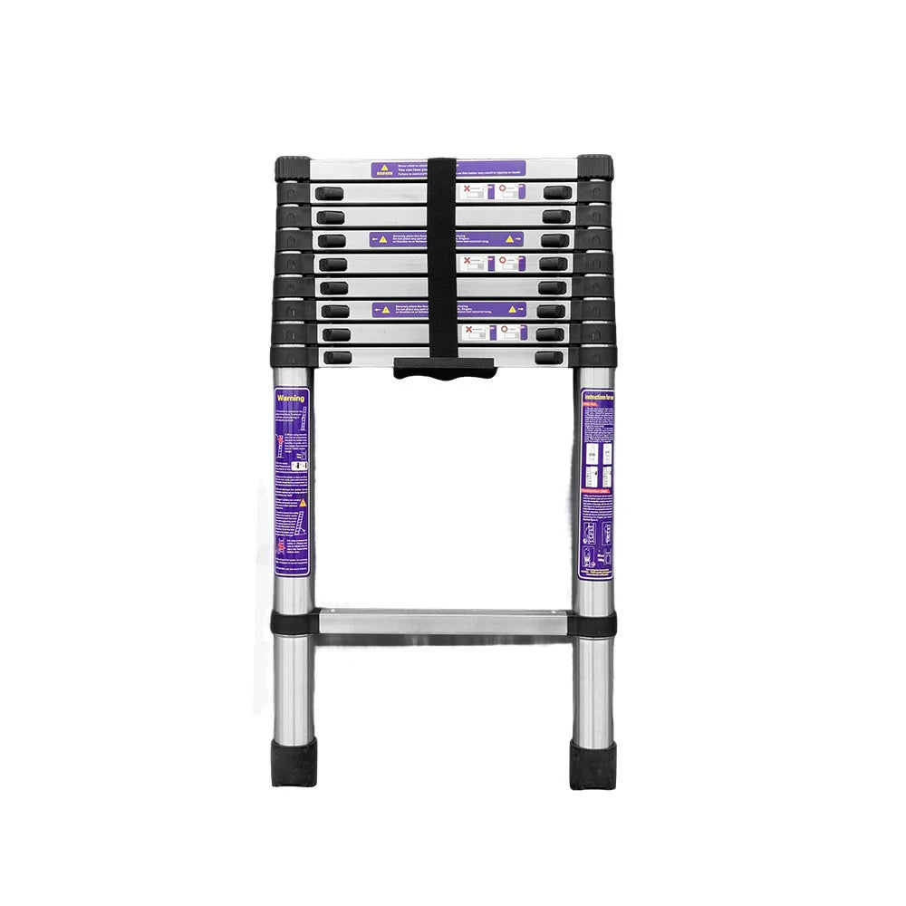GROVIA Stainless Steel Telescopic Ladder 9/10/11 Step - Anti-Slip Base, Reinforced Frame, Foldable & Portable Design