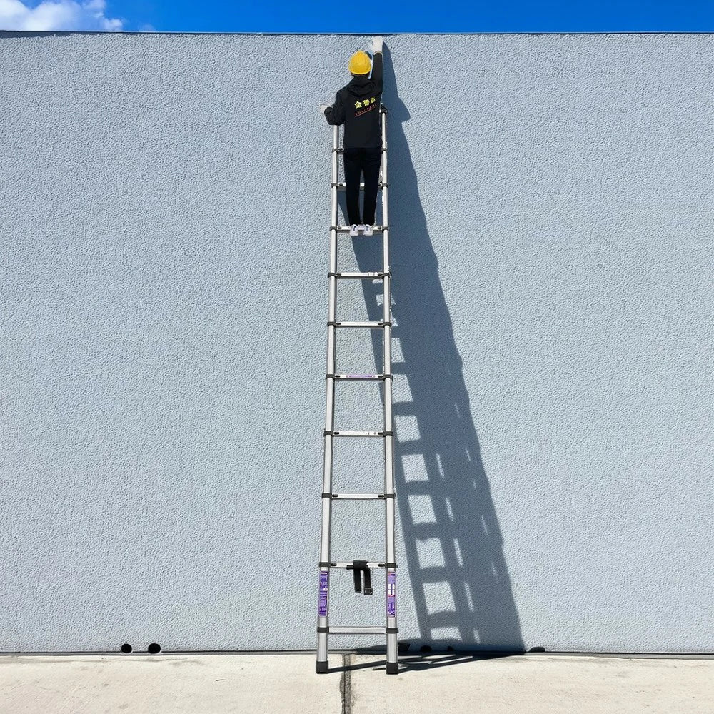 GROVIA Stainless Steel Telescopic Ladder 9/10/11 Step - Anti-Slip Base, Reinforced Frame, Foldable & Portable Design