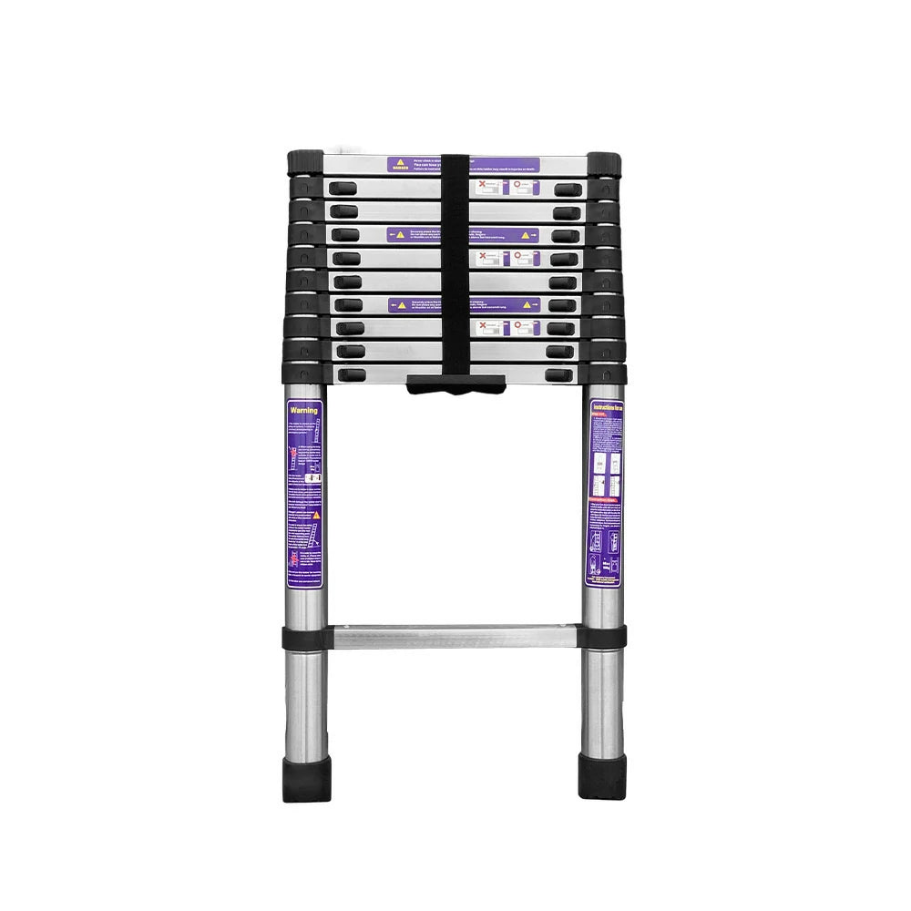 GROVIA Stainless Steel Telescopic Ladder 9/10/11 Step - Anti-Slip Base, Reinforced Frame, Foldable & Portable Design