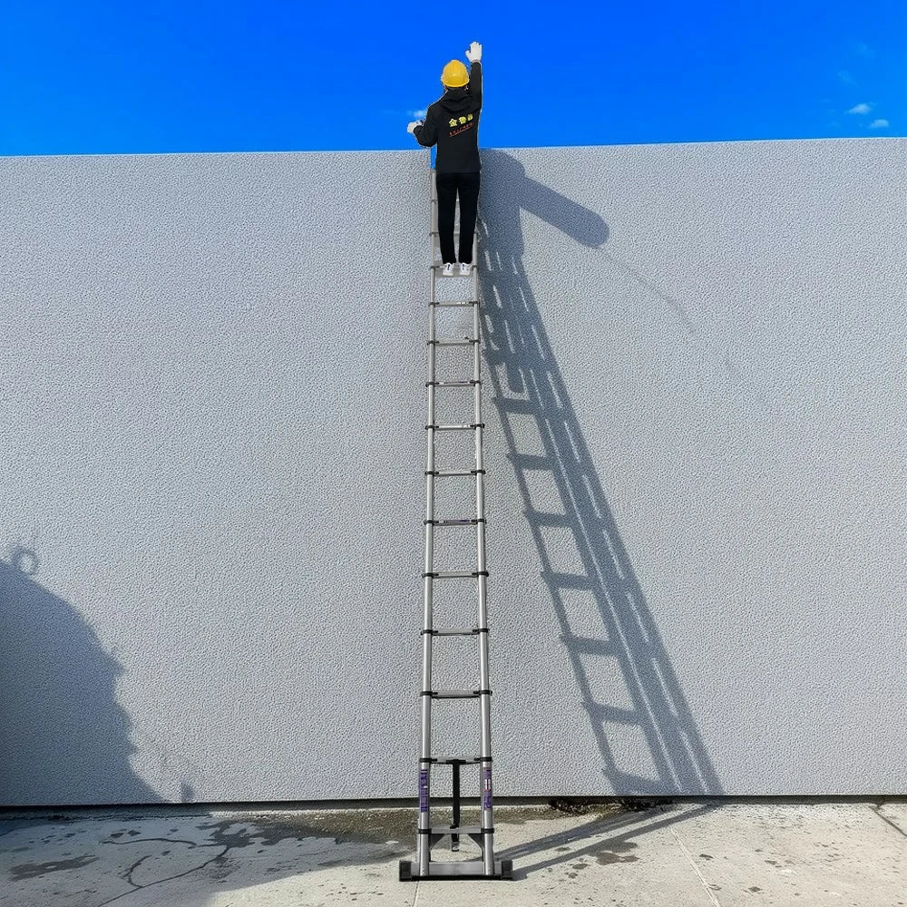 GROVIA Stainless Steel Telescopic Ladder 12/15 Step - Anti-Slip Base, Reinforced Frame, Foldable & Portable Design