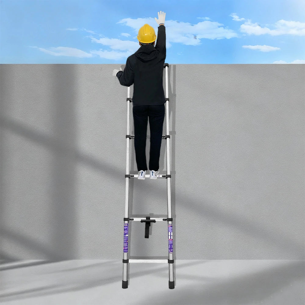 GROVIA Stainless Steel Telescopic Ladder 6/7/8 Step - Anti-Slip Base, Reinforced Frame, Foldable & Portable Design