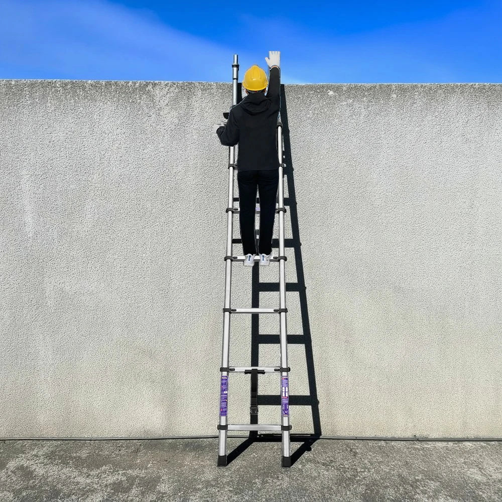 GROVIA Stainless Steel Telescopic Ladder 6/7/8 Step - Anti-Slip Base, Reinforced Frame, Foldable & Portable Design