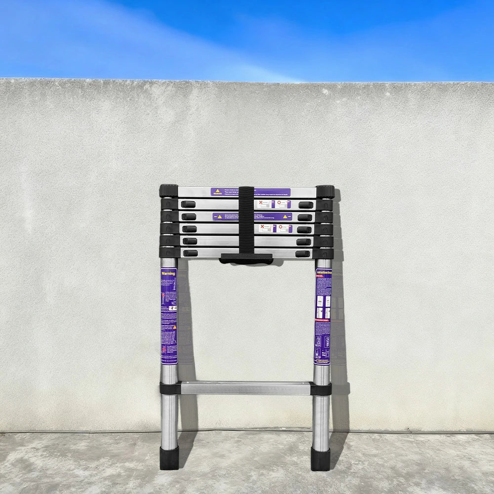 GROVIA Stainless Steel Telescopic Ladder 6/7/8 Step - Anti-Slip Base, Reinforced Frame, Foldable & Portable Design