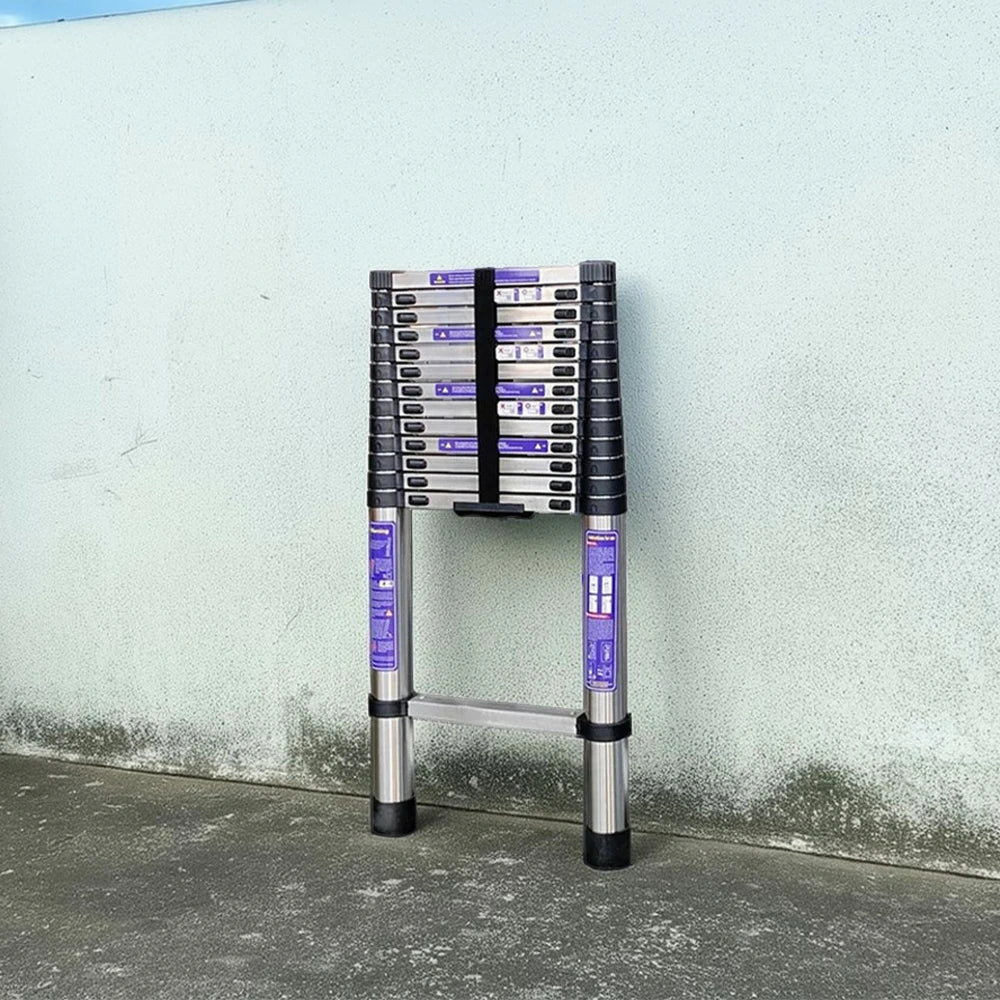GROVIA Stainless Steel Telescopic Ladder 6/7/8 Step - Anti-Slip Base, Reinforced Frame, Foldable & Portable Design