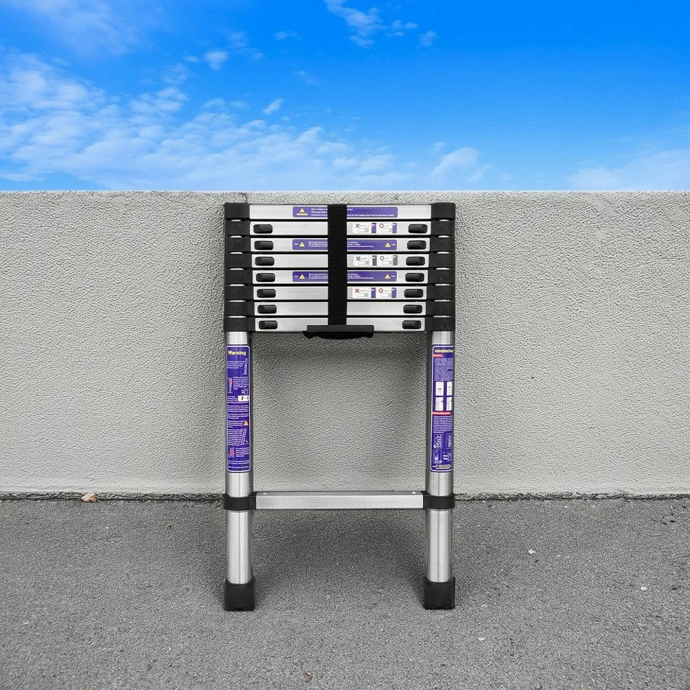 GROVIA Stainless Steel Telescopic Ladder 9/10/11 Step - Anti-Slip Base, Reinforced Frame, Foldable & Portable Design