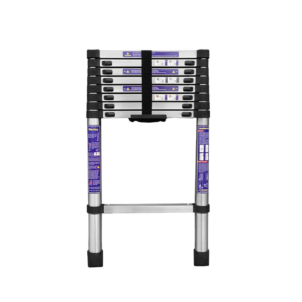 GROVIA Stainless Steel Telescopic Ladder 9/10/11 Step - Anti-Slip Base, Reinforced Frame, Foldable & Portable Design