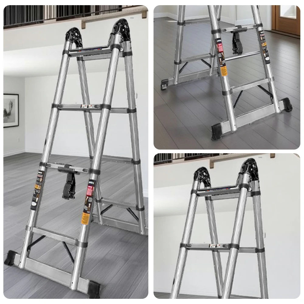 GROVIA Stainless Steel Multi-Purpose Joint Ladder 4/5/8 Step - Anti-Slip Design, Foldable & Heavy-Duty Frame