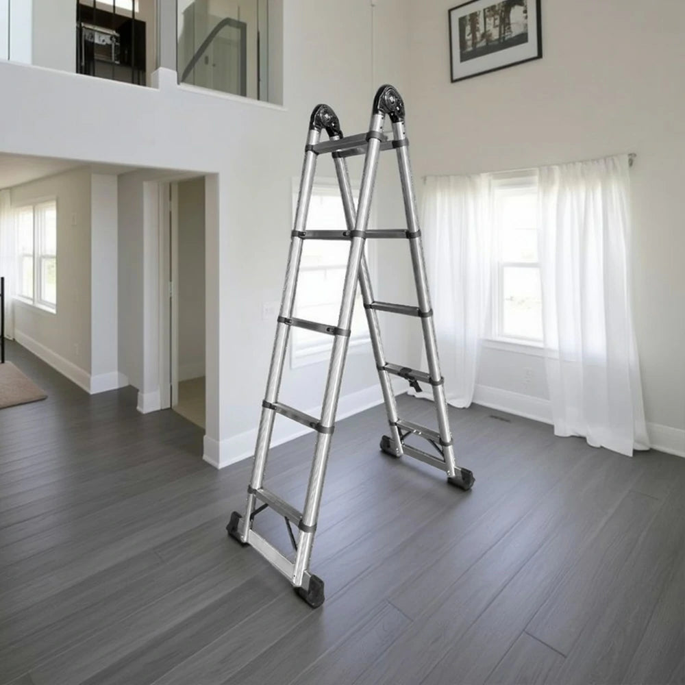 GROVIA Stainless Steel Multi-Purpose Joint Ladder 4/5/8 Step - Anti-Slip Design, Foldable & Heavy-Duty Frame