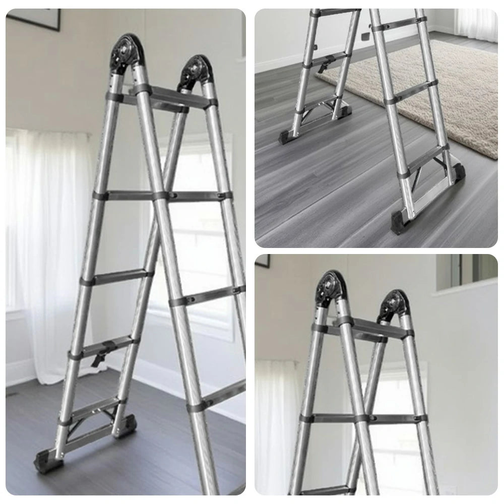 GROVIA Stainless Steel Multi-Purpose Joint Ladder 4/5/8 Step - Anti-Slip Design, Foldable & Heavy-Duty Frame