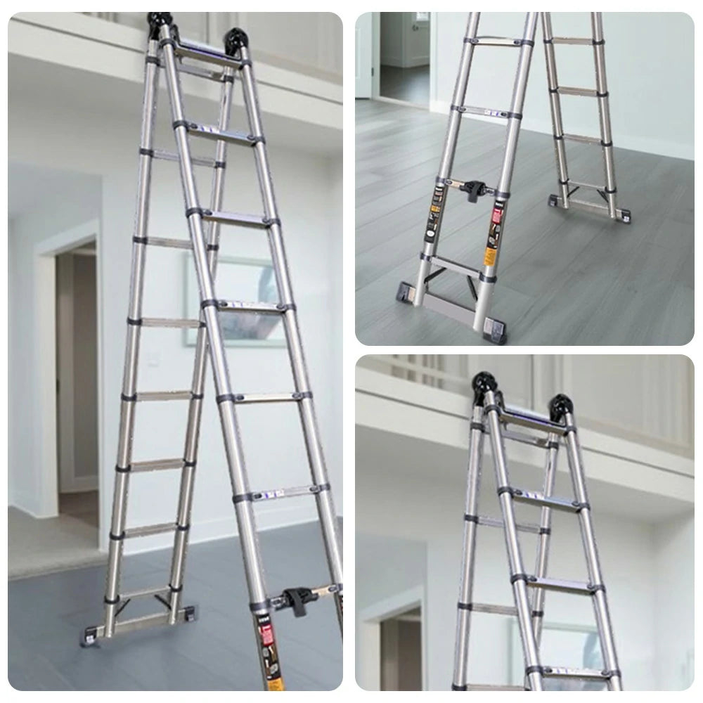 GROVIA Stainless Steel Multi-Purpose Joint Ladder 4/5/8 Step - Anti-Slip Design, Foldable & Heavy-Duty Frame