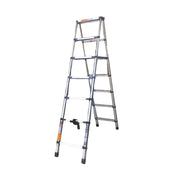 GROVIA Stainless Steel A-Frame Telescopic Ladder 7/10 Step - Heavy-Duty, Anti-Slip, Foldable & Space-Saving Design