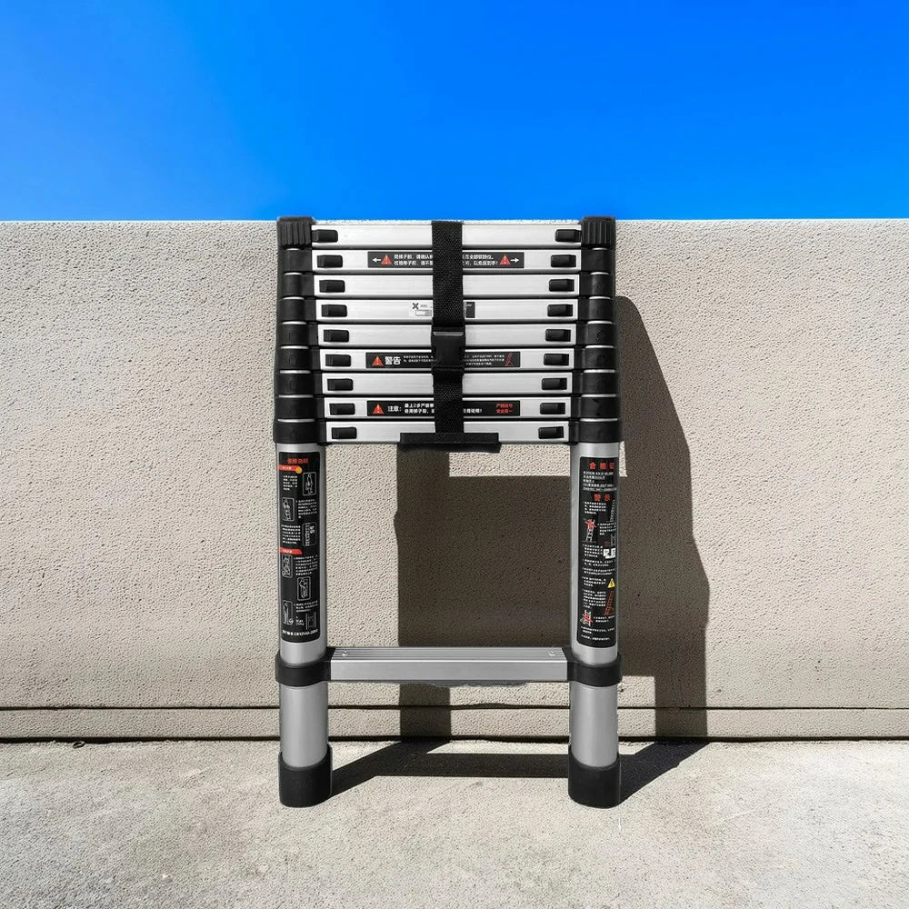 GROVIA Aluminium Telescopic Ladder 10/11 Step - Lightweight, Anti-Slip Base, Foldable & Space-Saving Design