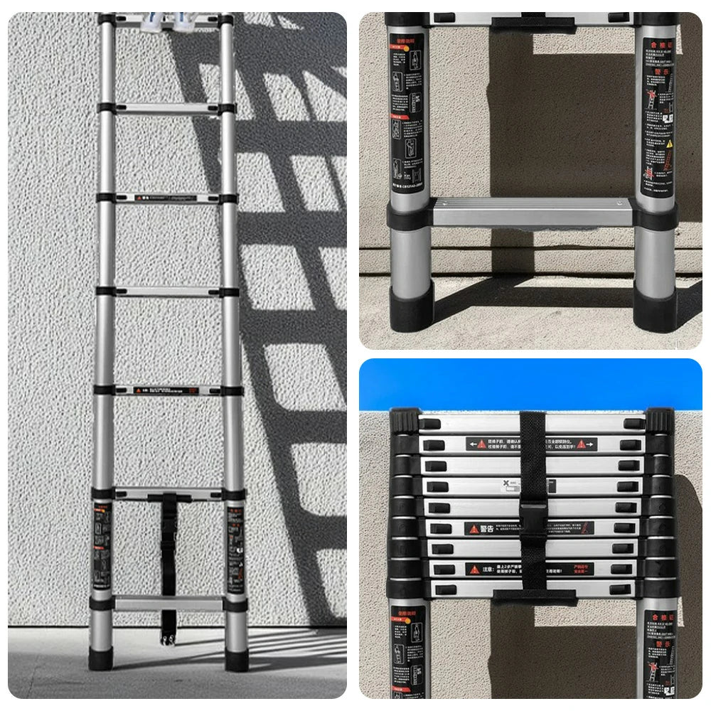 GROVIA Aluminium Telescopic Ladder 10/11 Step - Lightweight, Anti-Slip Base, Foldable & Space-Saving Design