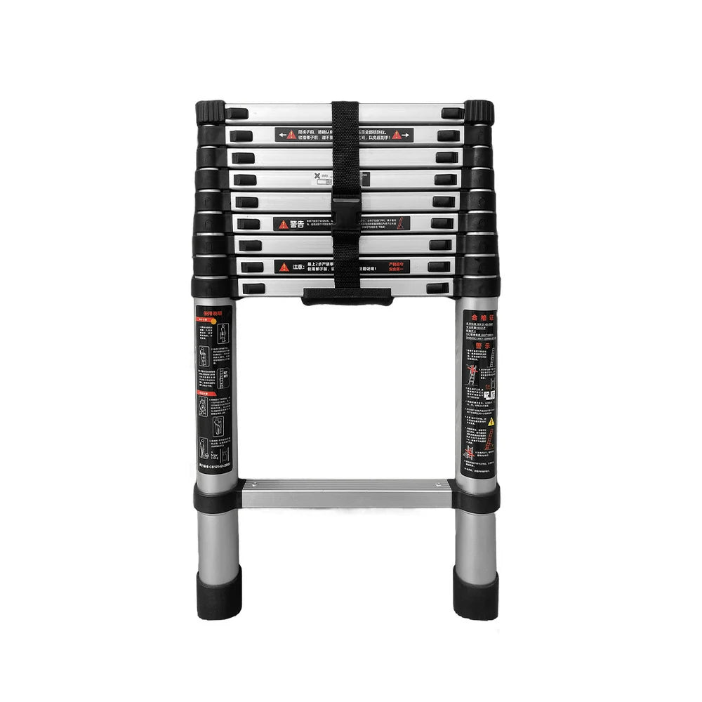 GROVIA Aluminium Telescopic Ladder 10/11 Step - Lightweight, Anti-Slip Base, Foldable & Space-Saving Design