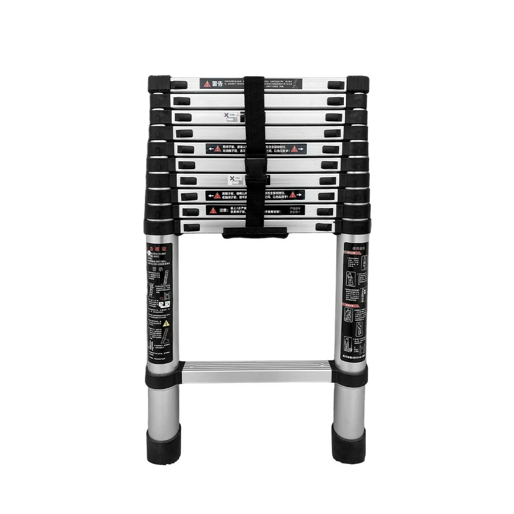 GROVIA Aluminium Telescopic Ladder 10/11 Step - Lightweight, Anti-Slip Base, Foldable & Space-Saving Design