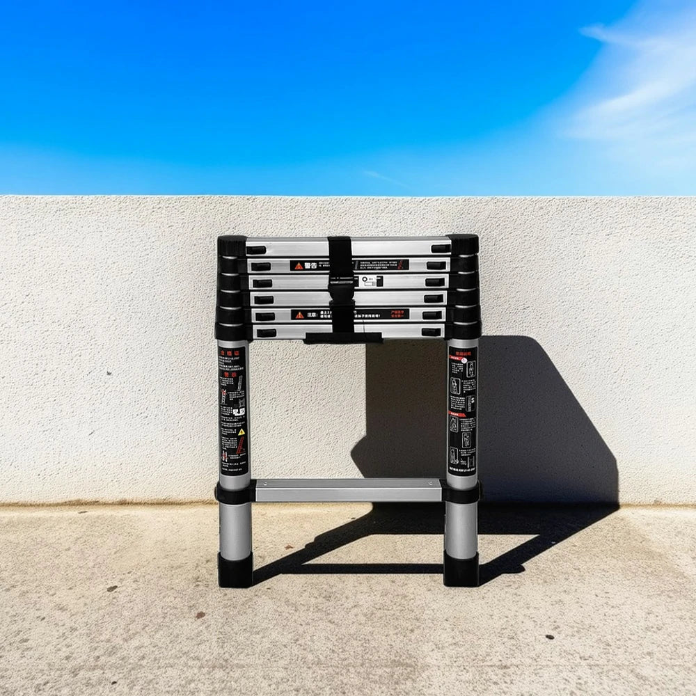 GROVIA Aluminium Telescopic Ladder 7/9 Step - Lightweight, Anti-Slip Base, Foldable & Space-Saving Design