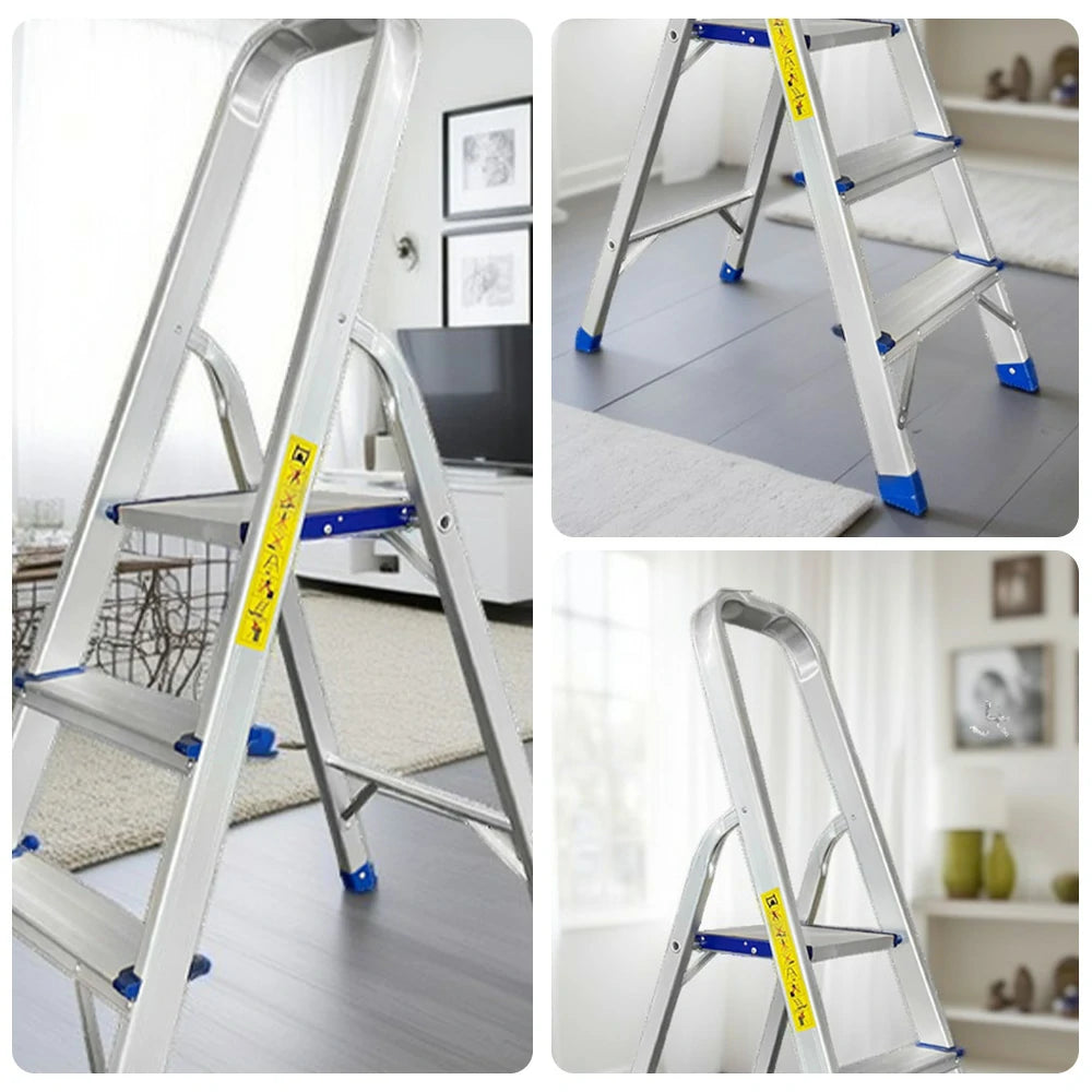 GROVIA Aluminium Step Ladder with Handrail 3/4/5 Step - Wide Anti-Slip Pedals, Foldable & Space-Saving Design