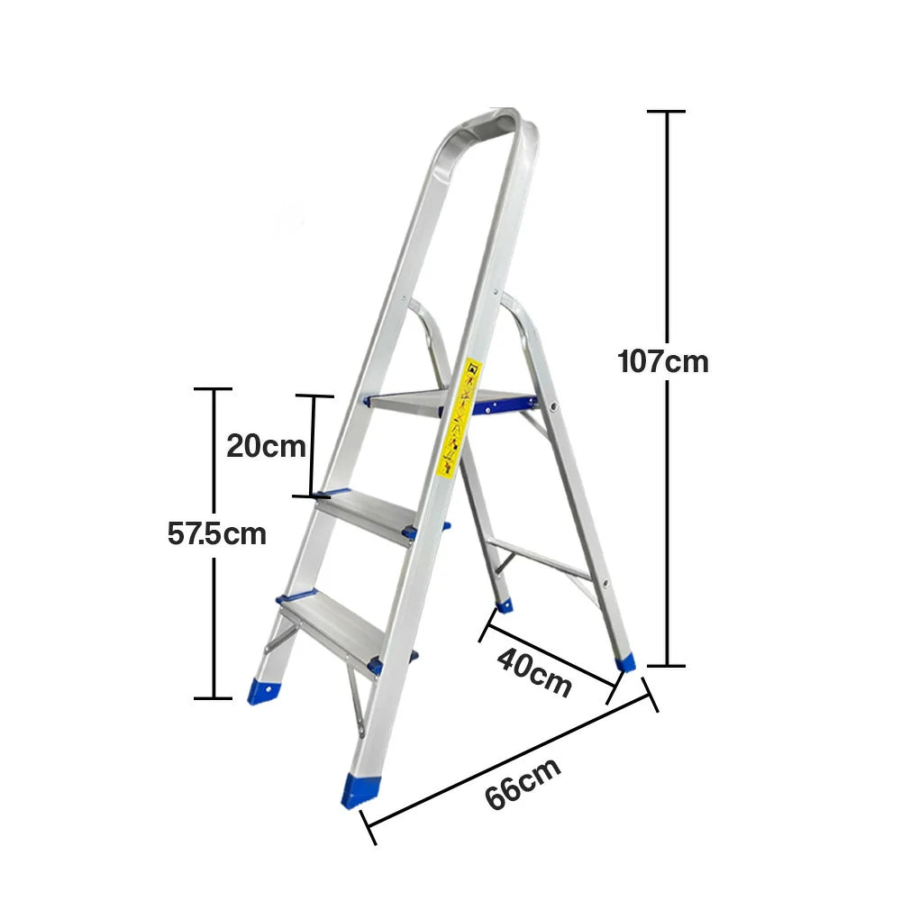 GROVIA Aluminium Step Ladder with Handrail 3/4/5 Step - Wide Anti-Slip Pedals, Foldable & Space-Saving Design