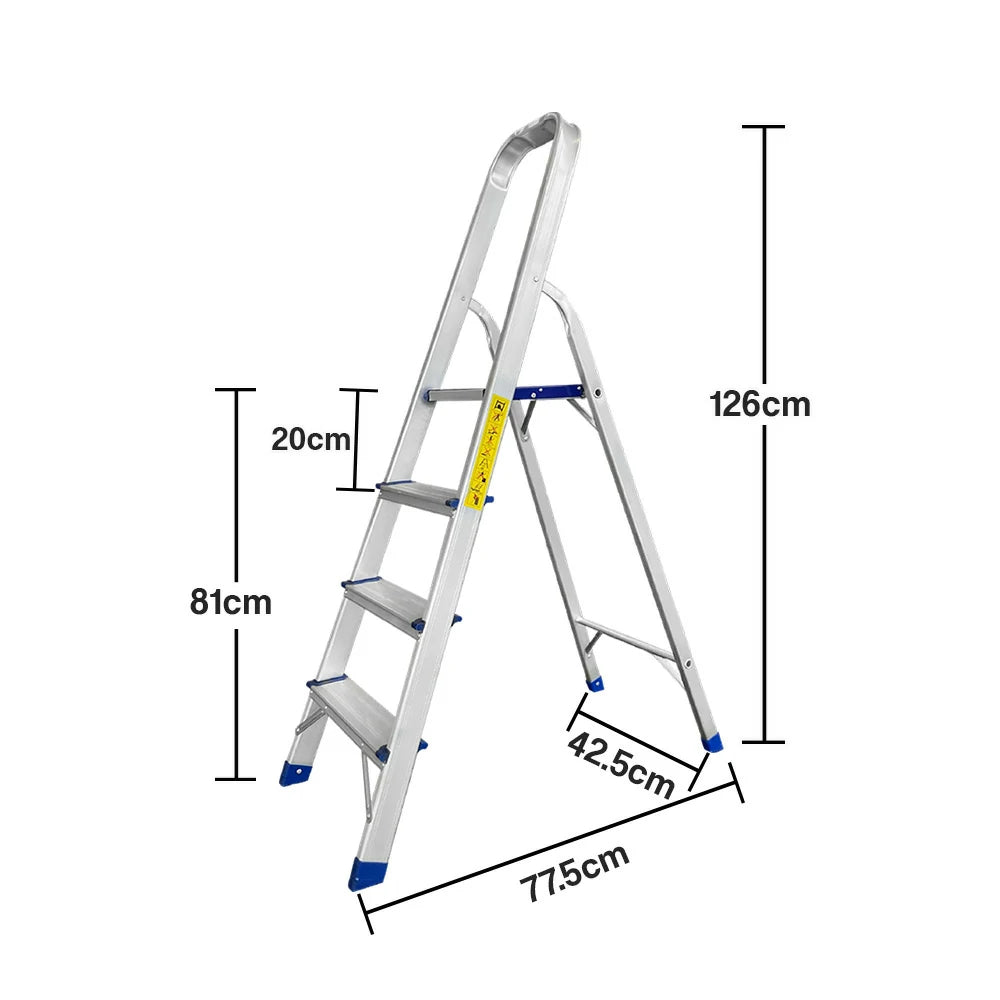 GROVIA Aluminium Step Ladder with Handrail 3/4/5 Step - Wide Anti-Slip Pedals, Foldable & Space-Saving Design