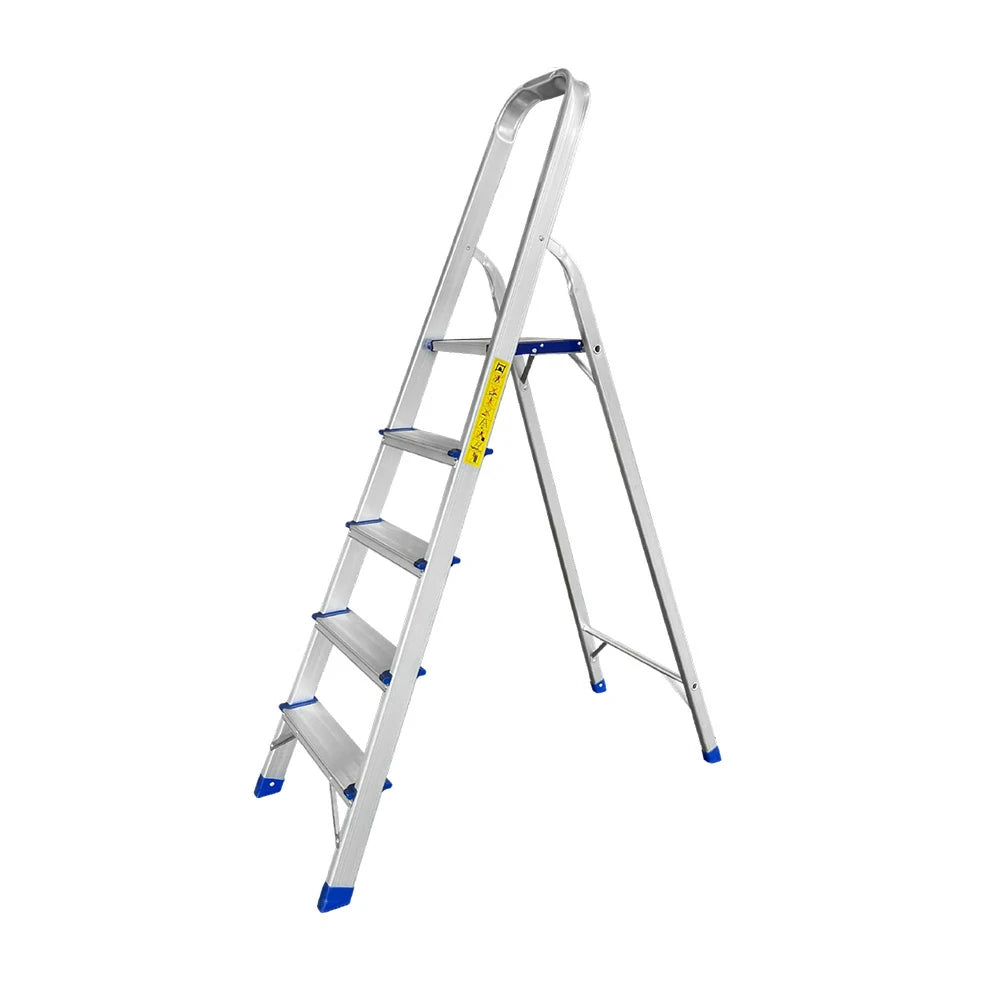 GROVIA Aluminium Step Ladder with Handrail 3/4/5 Step - Wide Anti-Slip Pedals, Foldable & Space-Saving Design