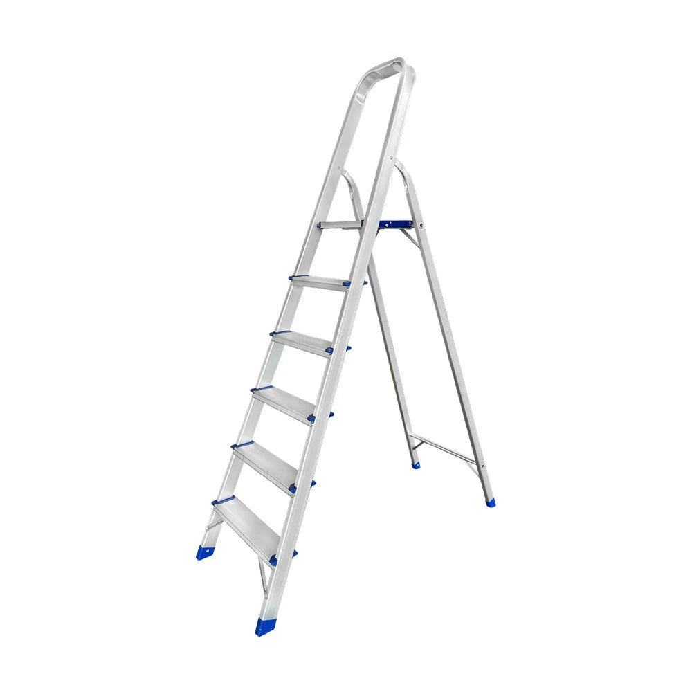 GROVIA Aluminium Step Ladder with Handrail 6/7 Step - Wide Anti-Slip Pedals, Foldable & Space-Saving Design