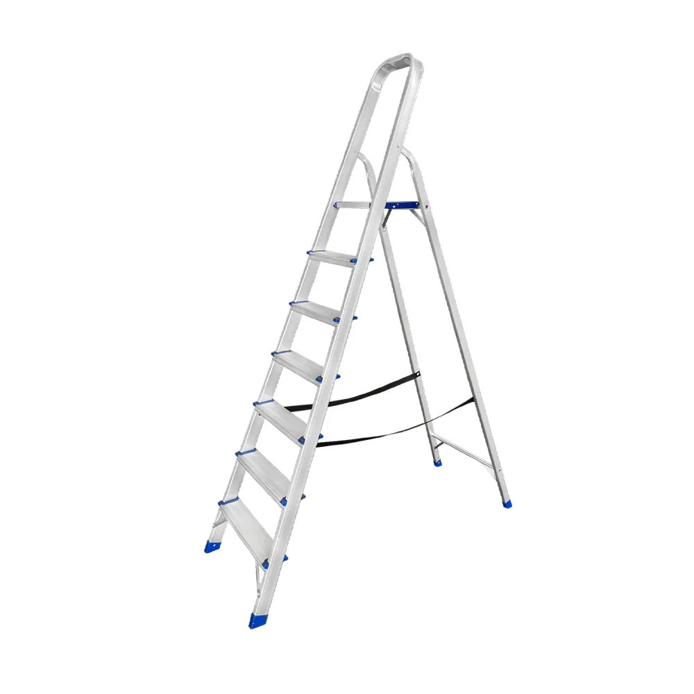 GROVIA Aluminium Step Ladder with Handrail 6/7 Step - Wide Anti-Slip Pedals, Foldable & Space-Saving Design