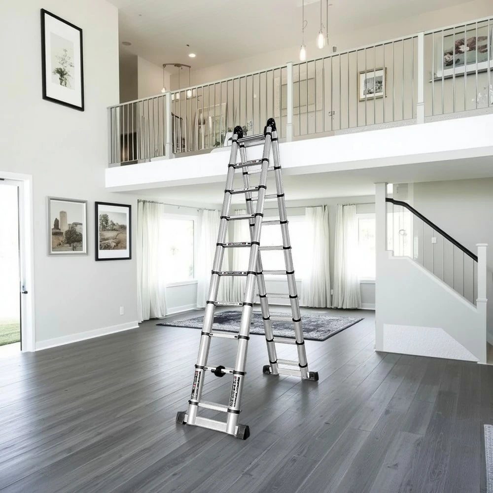 GROVIA Aluminium Multi-Purpose Joint Ladder 8/9/10/11 Step - Heavy-Duty, Anti-Slip, Foldable & Space-Saving Design