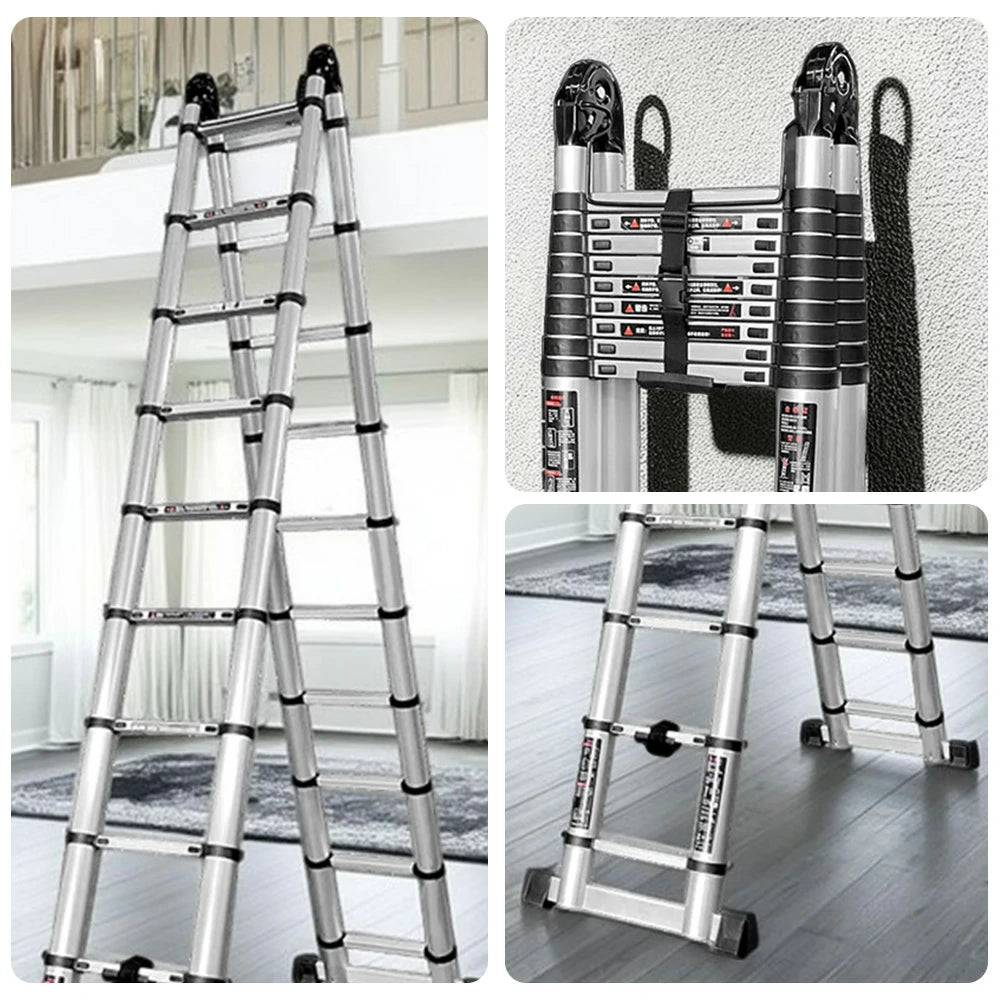 GROVIA Aluminium Multi-Purpose Joint Ladder 8/9/10/11 Step - Heavy-Duty, Anti-Slip, Foldable & Space-Saving Design