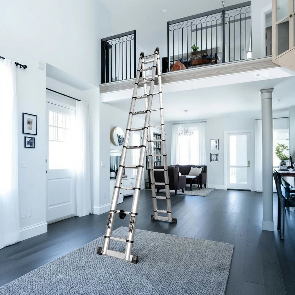 GROVIA Aluminium Multi-Purpose Joint Ladder 8/9/10/11 Step - Heavy-Duty, Anti-Slip, Foldable & Space-Saving Design
