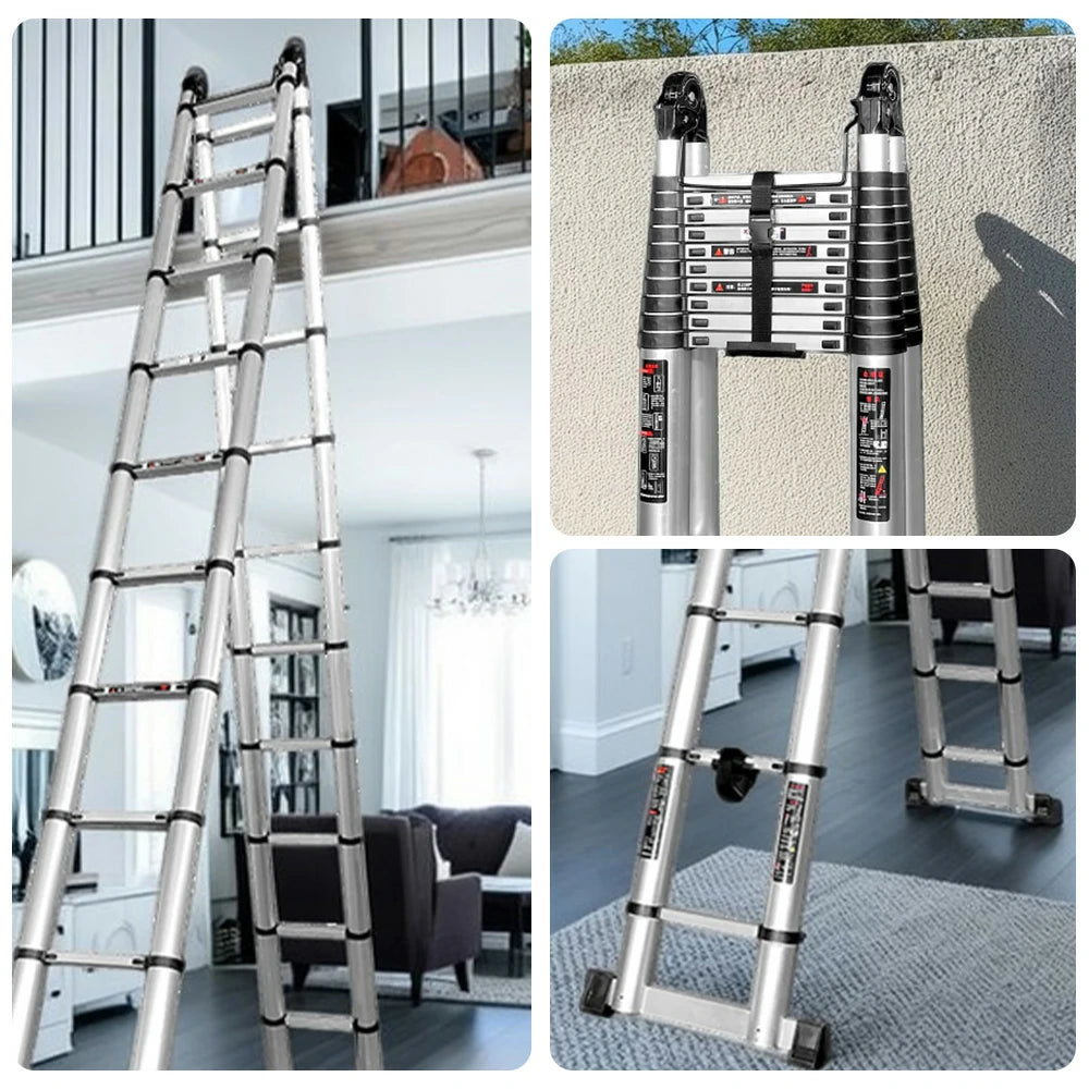 GROVIA Aluminium Multi-Purpose Joint Ladder 8/9/10/11 Step - Heavy-Duty, Anti-Slip, Foldable & Space-Saving Design