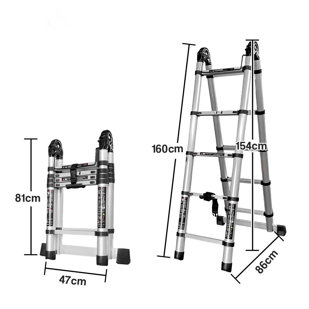 GROVIA Aluminium Multi-Purpose Joint Ladder 5/6/7 Step - Heavy-Duty, Anti-Slip, Foldable & Space-Saving Design