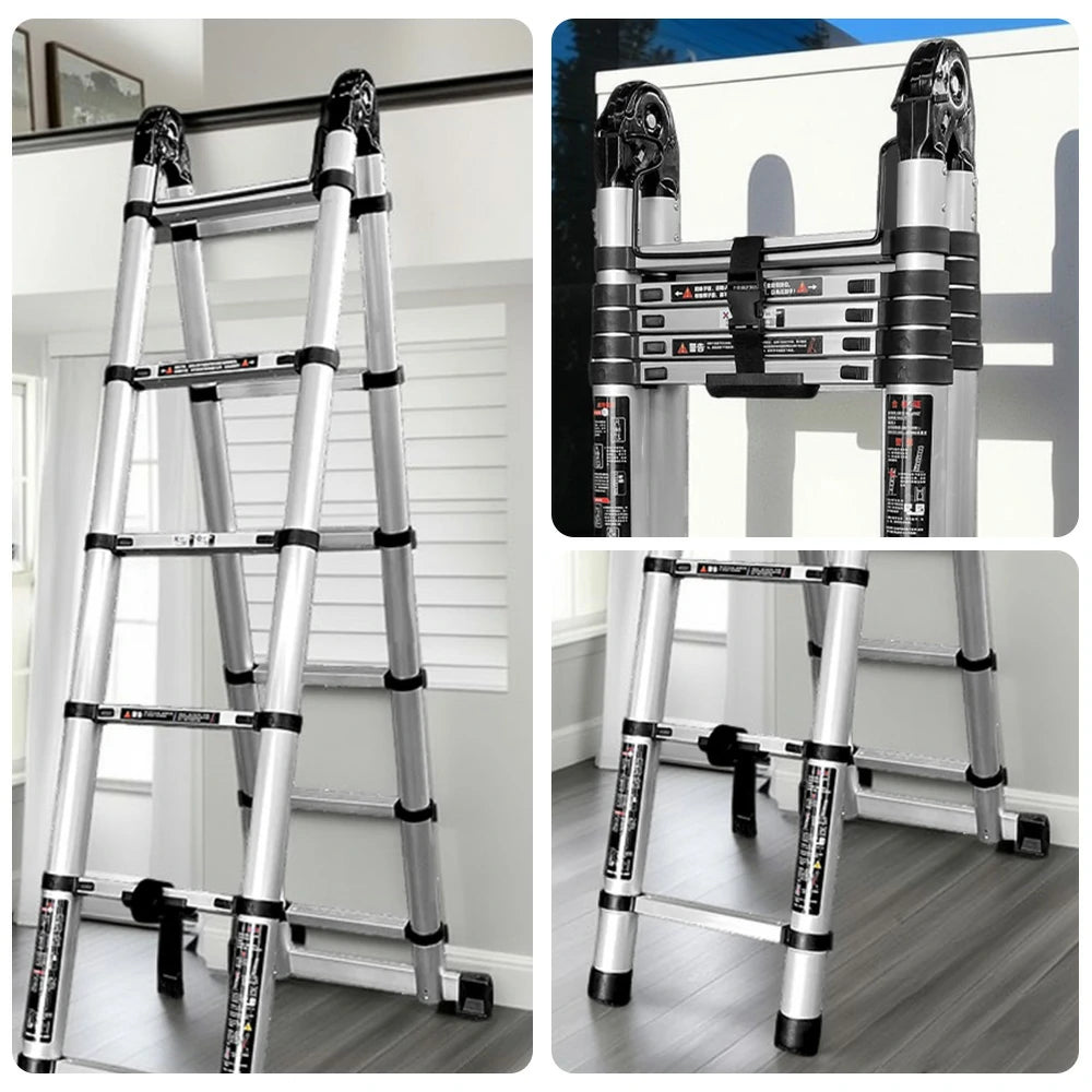 GROVIA Aluminium Multi-Purpose Joint Ladder 5/6/7 Step - Heavy-Duty, Anti-Slip, Foldable & Space-Saving Design