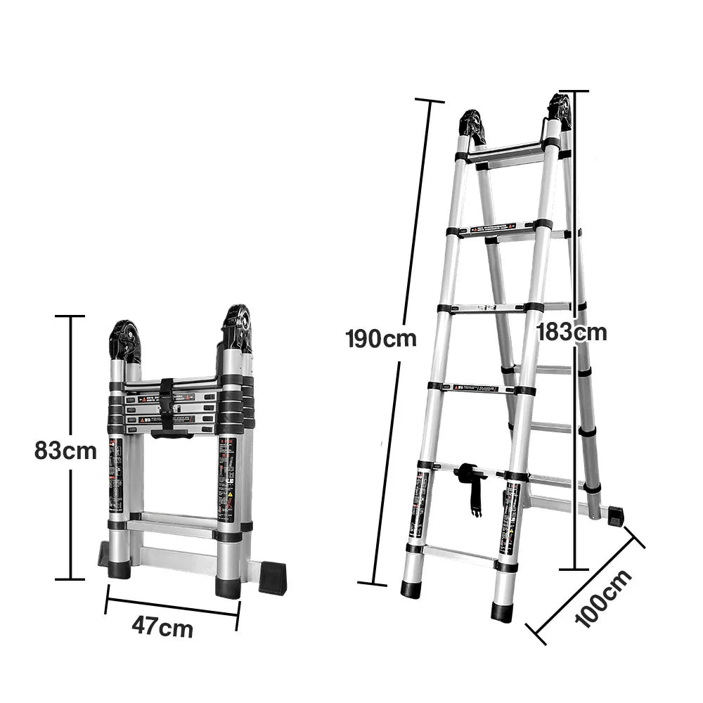 GROVIA Aluminium Multi-Purpose Joint Ladder 5/6/7 Step - Heavy-Duty, Anti-Slip, Foldable & Space-Saving Design