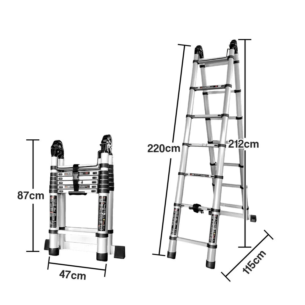 GROVIA Aluminium Multi-Purpose Joint Ladder 5/6/7 Step - Heavy-Duty, Anti-Slip, Foldable & Space-Saving Design